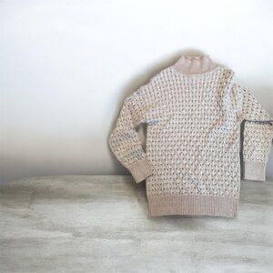Knox Rose Cream and burnt orange Turtleneck Sweater - Oversized